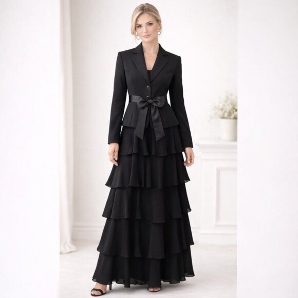 Tahari Black Sash Accent Blazer | Size 6P Petite | Tailored Cropped Jacket - Picture 4 of 8